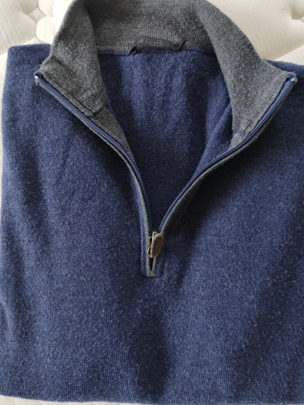 Raffi Men's Wool Zip-Neck Sweater XL